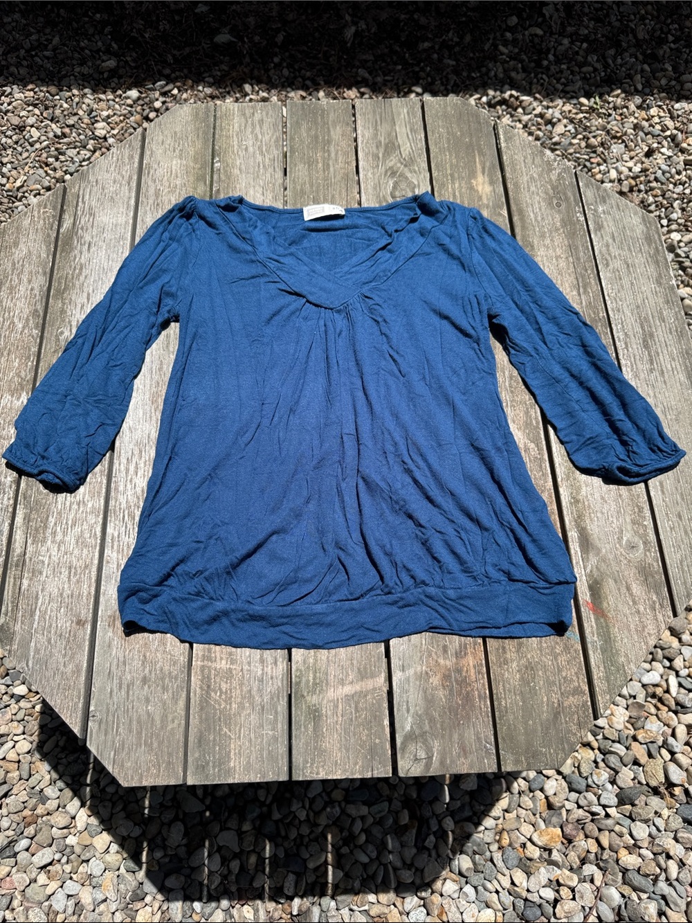 Blue Women's Maternity V-Neck Lightweight Long-Sleeve Top